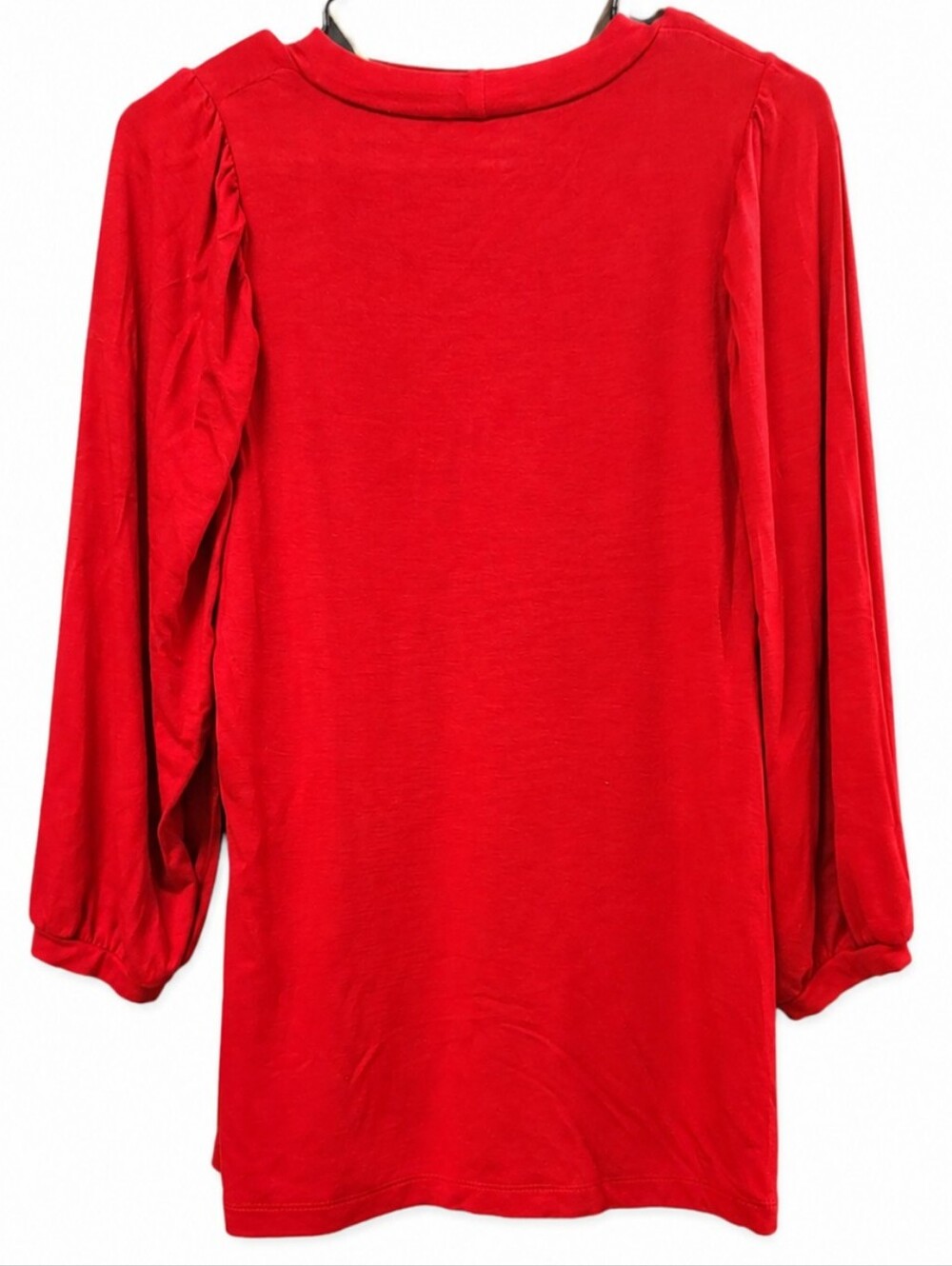 Anne Klein Red Puff Sleeve Modal Stretch Knit Blouse Top Large Size L - Picture 3 of 12